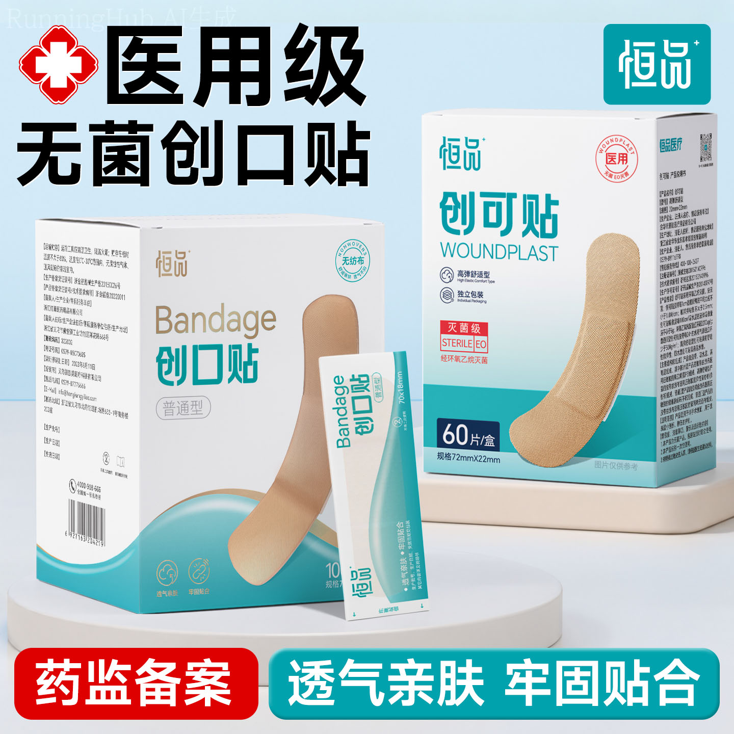 医用创口贴透气舒适亲肤柔软贴合