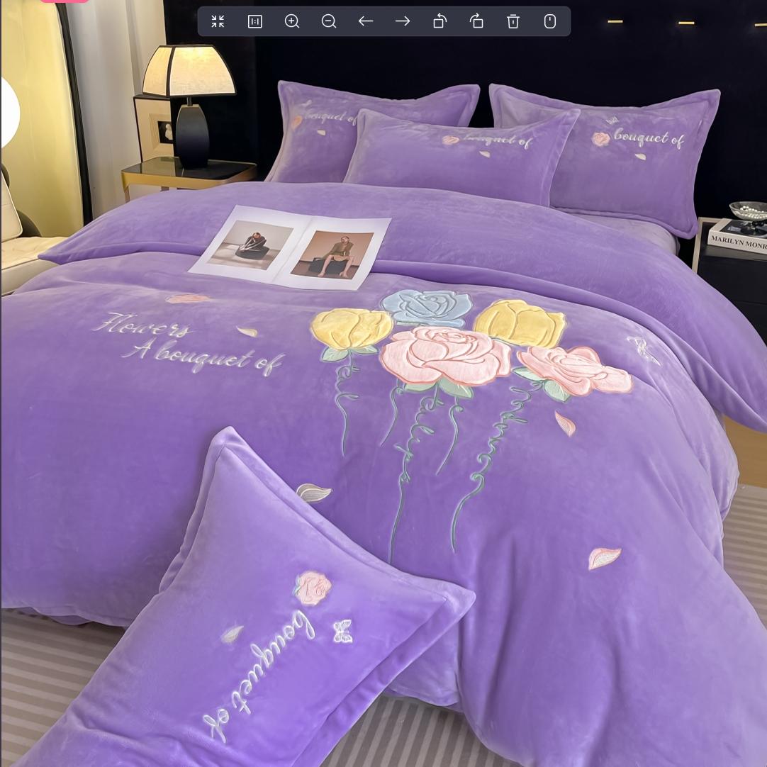 冬季牛奶绒四件套珊瑚绒加厚双面法兰婴儿秋冬天床单被套2024新款