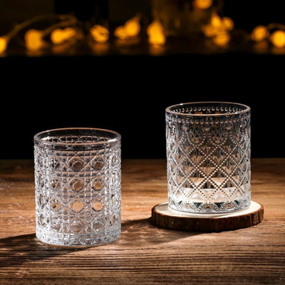 玻璃杯钻石浮雕玻璃杯家用复古高颜值大容量洋酒杯果汁杯水杯