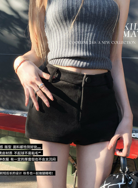 COOLLINE林子熙 麂皮腿精短裤女 版型ju显腿长简约百搭休闲短裤