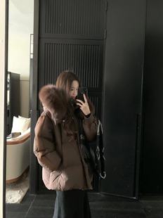 COOLLINE林子熙熔岩choco 大狐狸毛领连帽羽绒服女中长款日标鹅绒