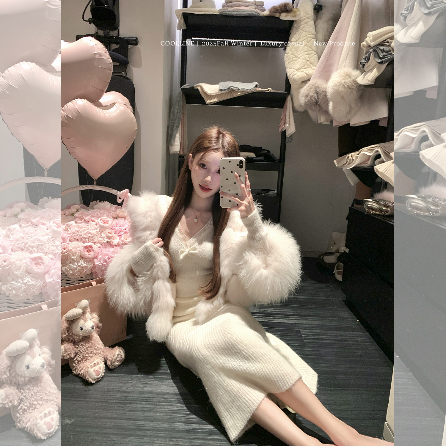 COOLLINE林子熙两色针织上衣