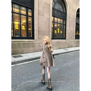 COOLLINE林子熙 柏林画刊 100羊毛大象灰静奢高级感气质大衣外套