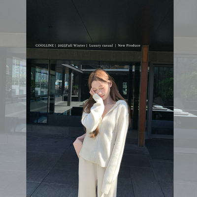 COOLLINE林子熙两色针织开衫