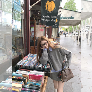 高腰a字半裙 miu系灰色假两件针织套装 COOLLINE林子熙 里斯本手记