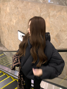 COOLLINE林子熙小泡芙保暖黑色短款 羽绒服女百搭可拆卸连帽外套