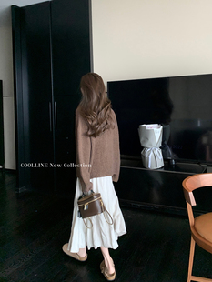 COOLLINE林子熙嫋嫋 气质温柔针织半身裙气质不规则裙摆百搭半裙