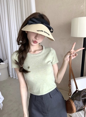 COOLLINE林子熙 布蕾甜心 chan*l原面料 三色棉花糖修身短袖T女夏