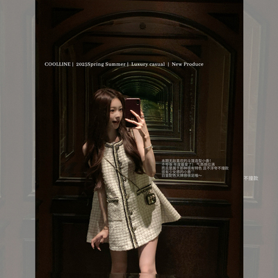 林子熙奢感斗篷小香连衣裙