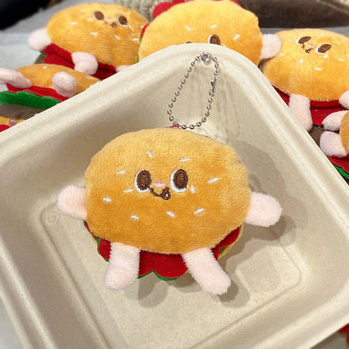 仿真食玩汉堡薯条钥匙链包包配饰挂件可爱精致礼物情 侣学生挂饰