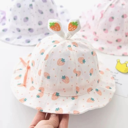 婴儿帽子夏季薄款可爱超萌公主太阳帽女宝宝遮阳帽幼儿防晒渔夫帽