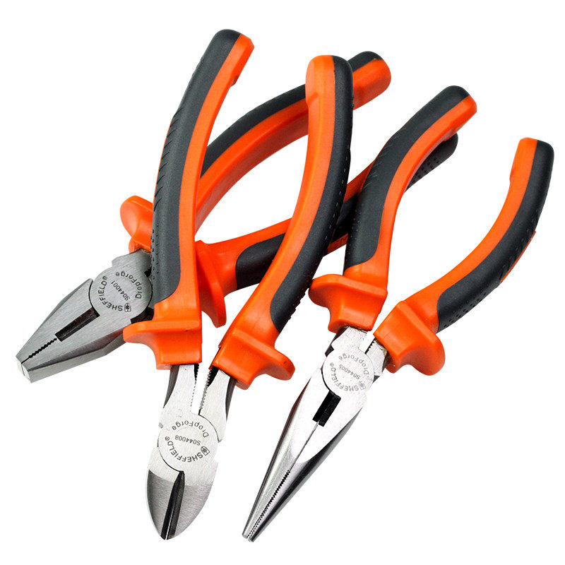钢盾S044001 老虎钳钢丝钳6寸8寸尖嘴钳美式斜嘴钳斜口钳钳子
