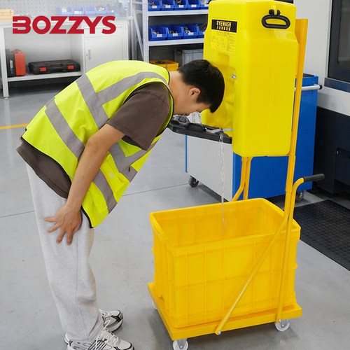 BOZZYS工业应急洗眼液移动式洗眼站冲洗液弱酸碱53L洗眼器CE认证