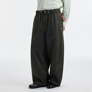 BUTTBILL 26SS廓形复古做旧通勤油蜡感宽松甲板裤休闲长裤子男女