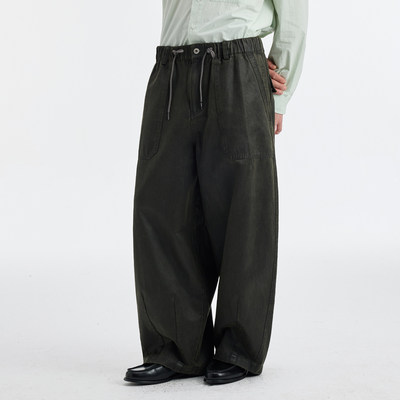 BUTTBILL 26SS廓形复古做旧通勤油蜡感宽松甲板裤休闲长裤子男女