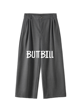 BUTTBILL 25AW复古毛呢阔腿休闲长裤男女情侣通勤宽松廓形西裤子