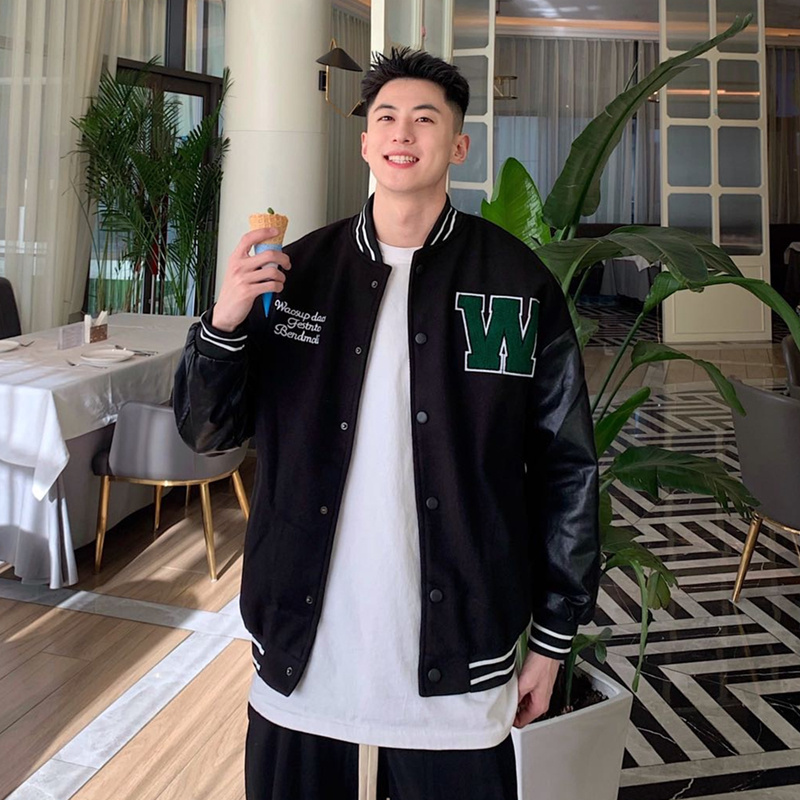 美式棒球服外套刺绣情侣装夹克男