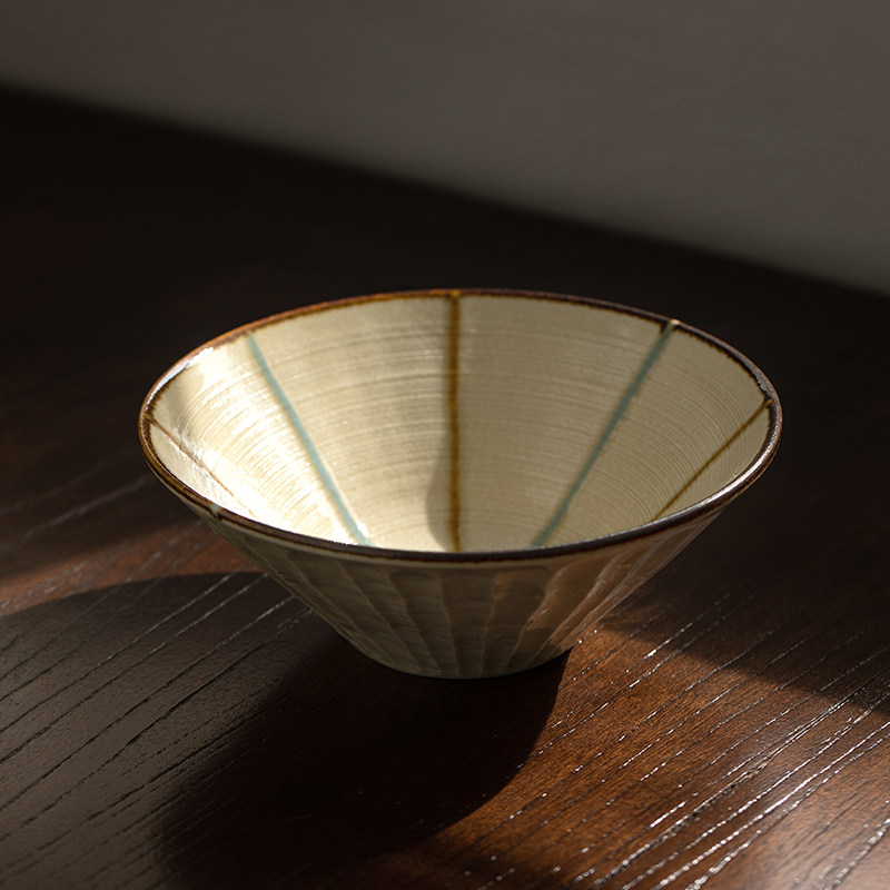 日本进口陶瓷碗家用简约条纹日式餐具汤碗秋华十草钵碗釉下彩面碗