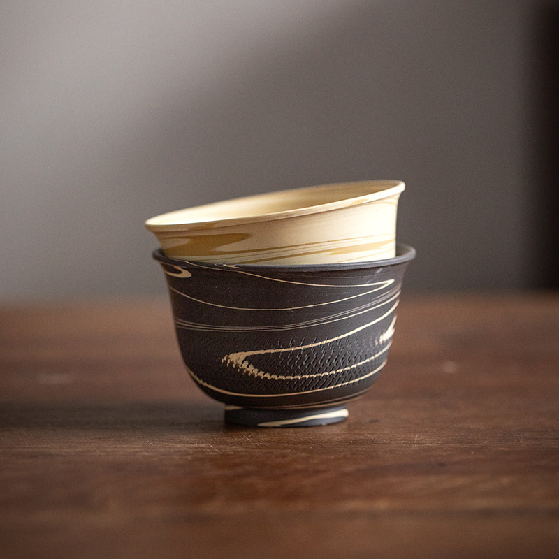 日本进口山河茶杯复古陶瓷单个装主人杯手工艺品日式茶具品茗杯