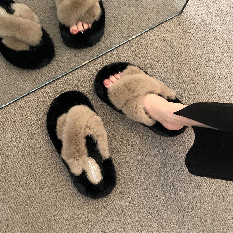 立减5元秋冬季厚底毛毛拖鞋