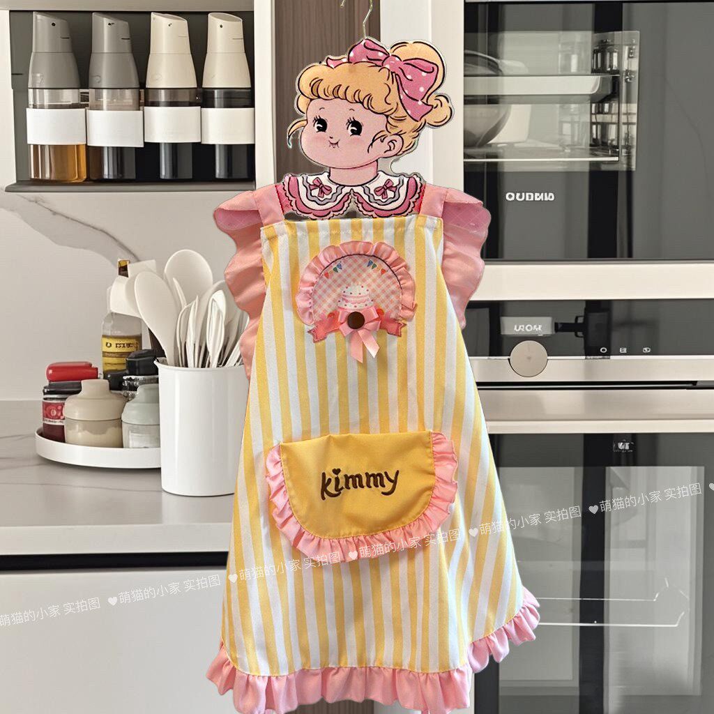 厨房家用围裙可爱公主花边女高颜值烘培甜品店小厨娘做饭绑带围腰