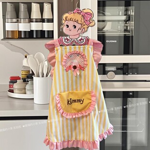 厨房家用围裙可爱公主花边女高颜值烘培甜品店小厨娘做饭绑带围腰
