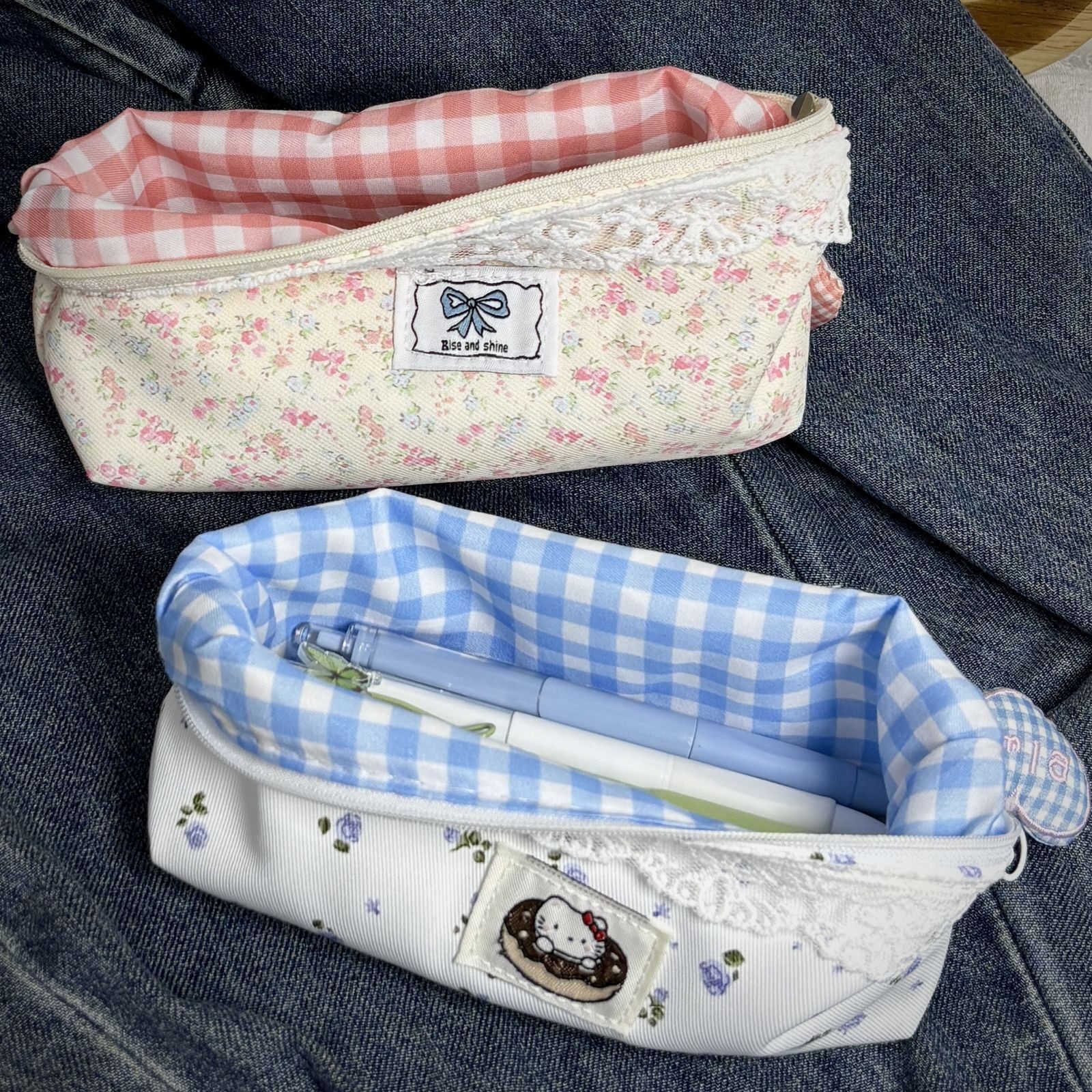 蕾丝碎花笔袋高颜值ins风文具盒大容量化妆品收纳包学生小众设计