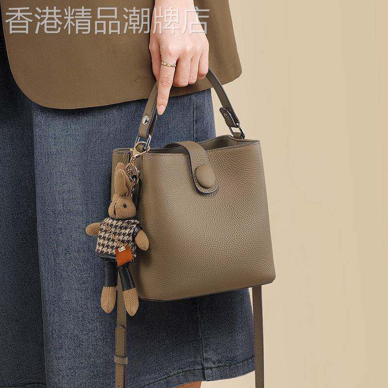 法国正品MK Jessie真皮包包女水桶包高级女包单肩斜挎包手提小包