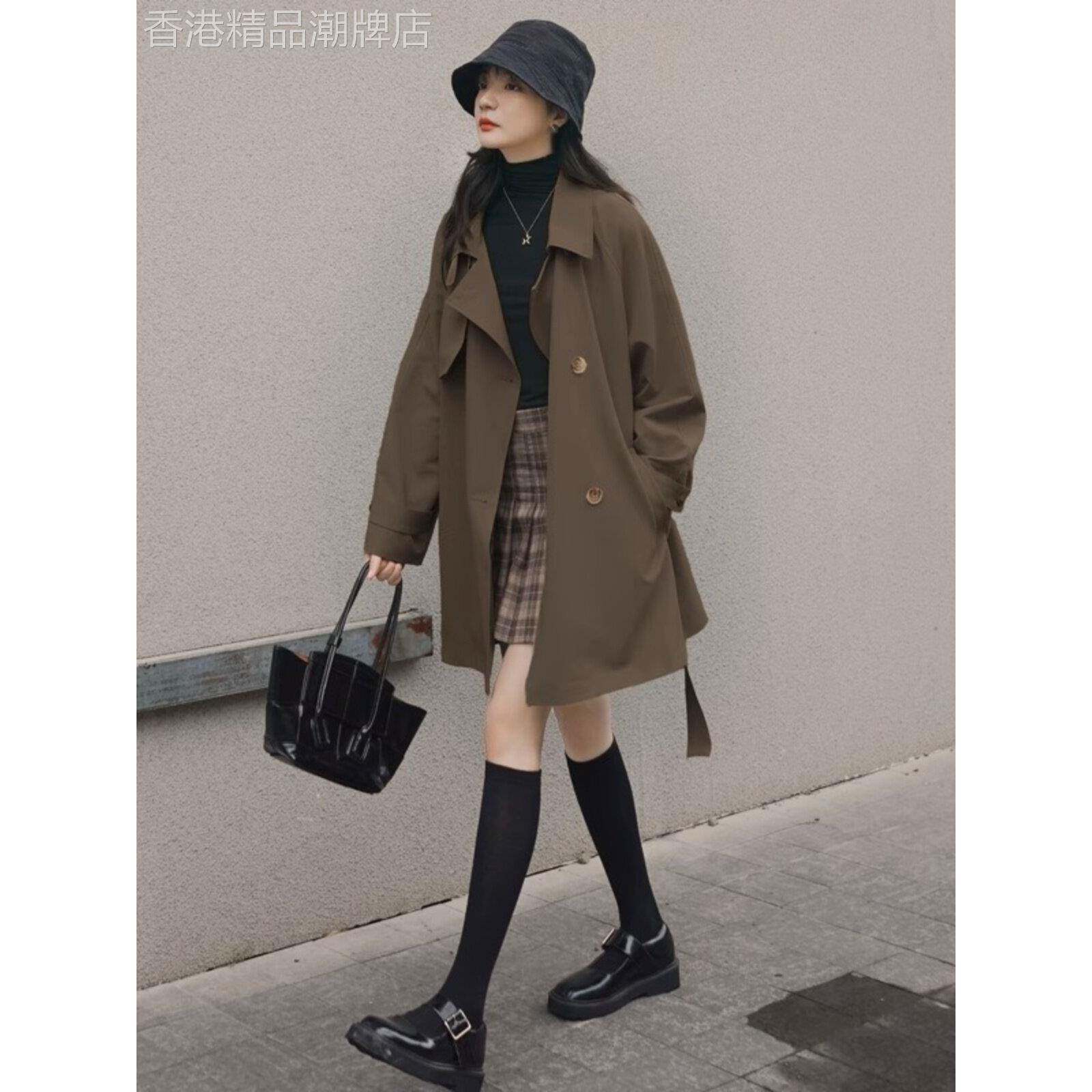 高级感休闲风衣女秋季2025新款韩版流行休闲气质小个子中长款大衣