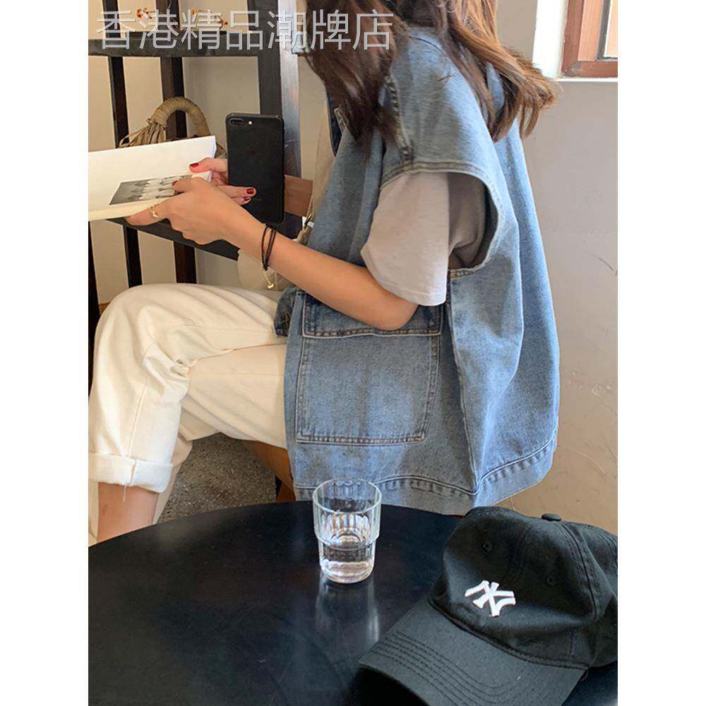 马甲外套女春秋夏无袖马夹宽松薄款外穿坎肩叠穿背心美式牛仔上衣