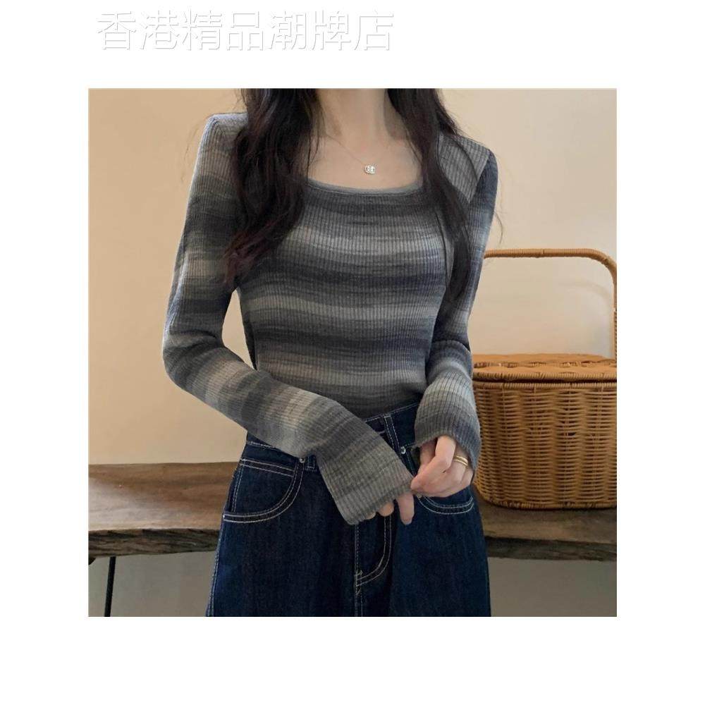 条纹打底衫女春秋季2025新款内搭外穿高级感小个子毛衣针织衫上衣