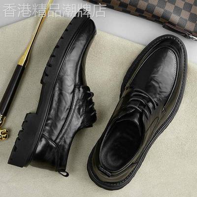 男鞋冬季加绒2025新款英伦商务正装软底男士休闲皮鞋结婚新郎真皮