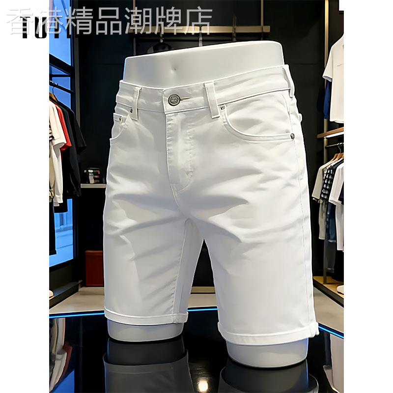 小香风牛仔短裤男款夏季薄款潮牌百搭高腰休闲裤男士痞帅五分裤子