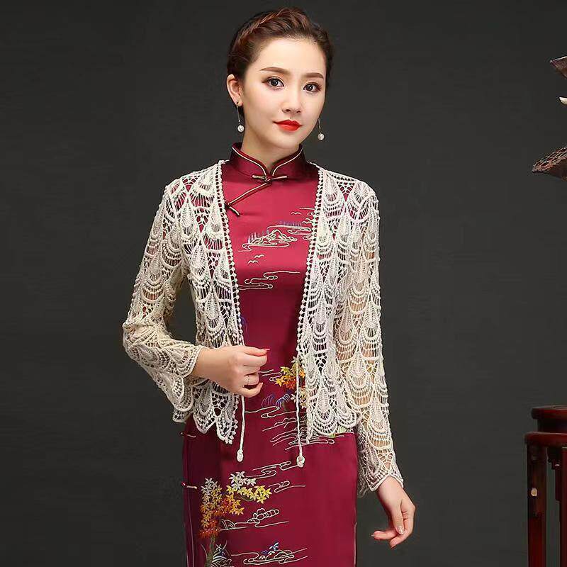 蕾丝刺绣开衫外套女配旗袍外搭2025春夏新款妈妈中式国风披肩上衣