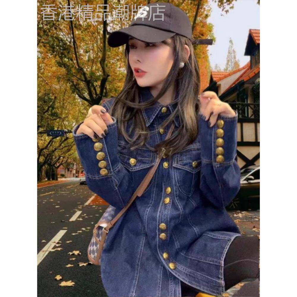 设计感简约休闲牛仔衬衫女2025夏季新款覆古百搭休闲宽松显瘦外套