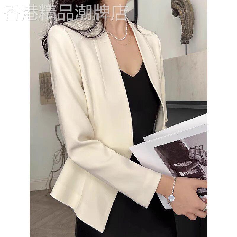 韩国醋酸西装外套女士春秋新品小个子休闲高端白色正装职业小西服