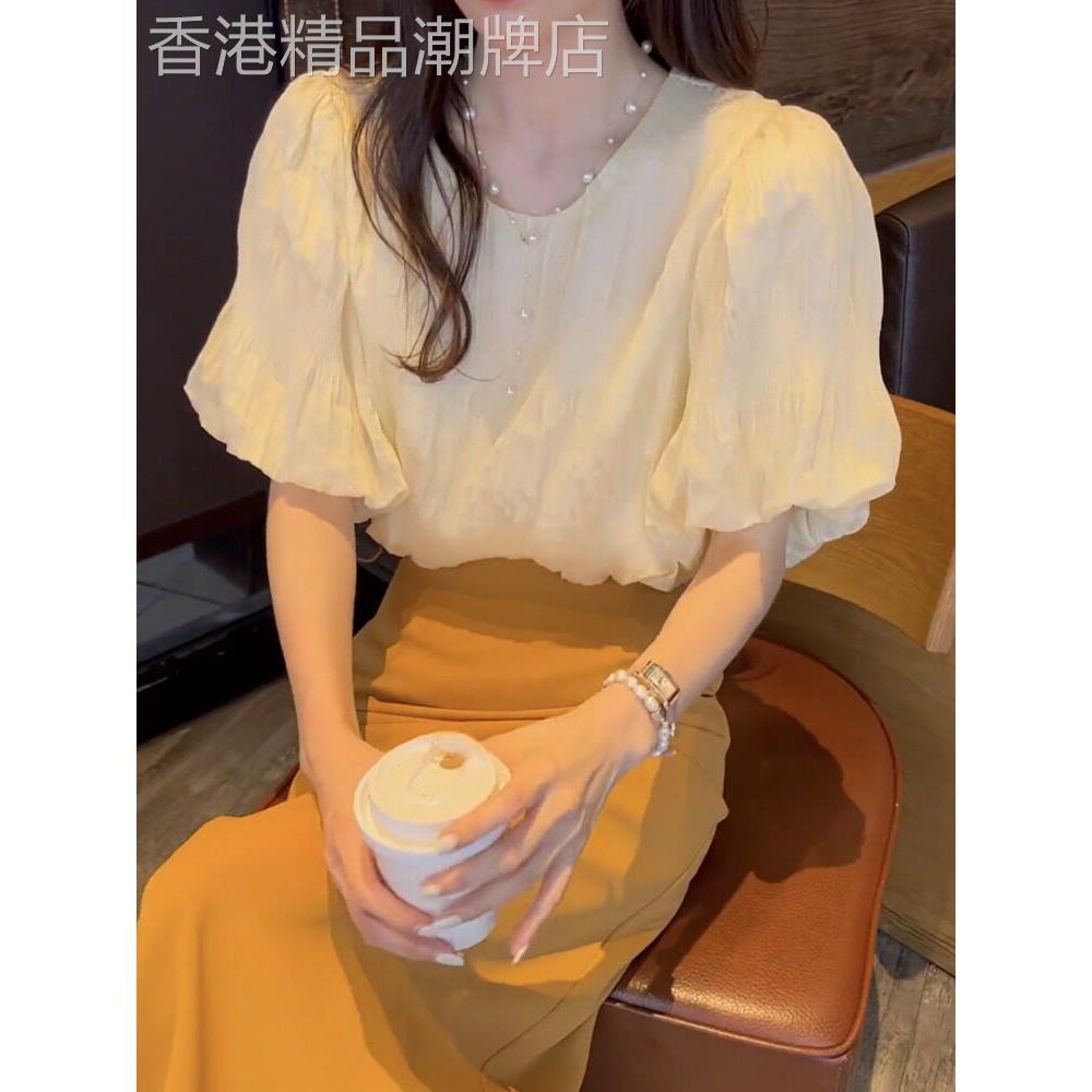 休闲时尚套装女夏季薄款2026新款雪纺衬衫女上衣高腰半身裙两件套