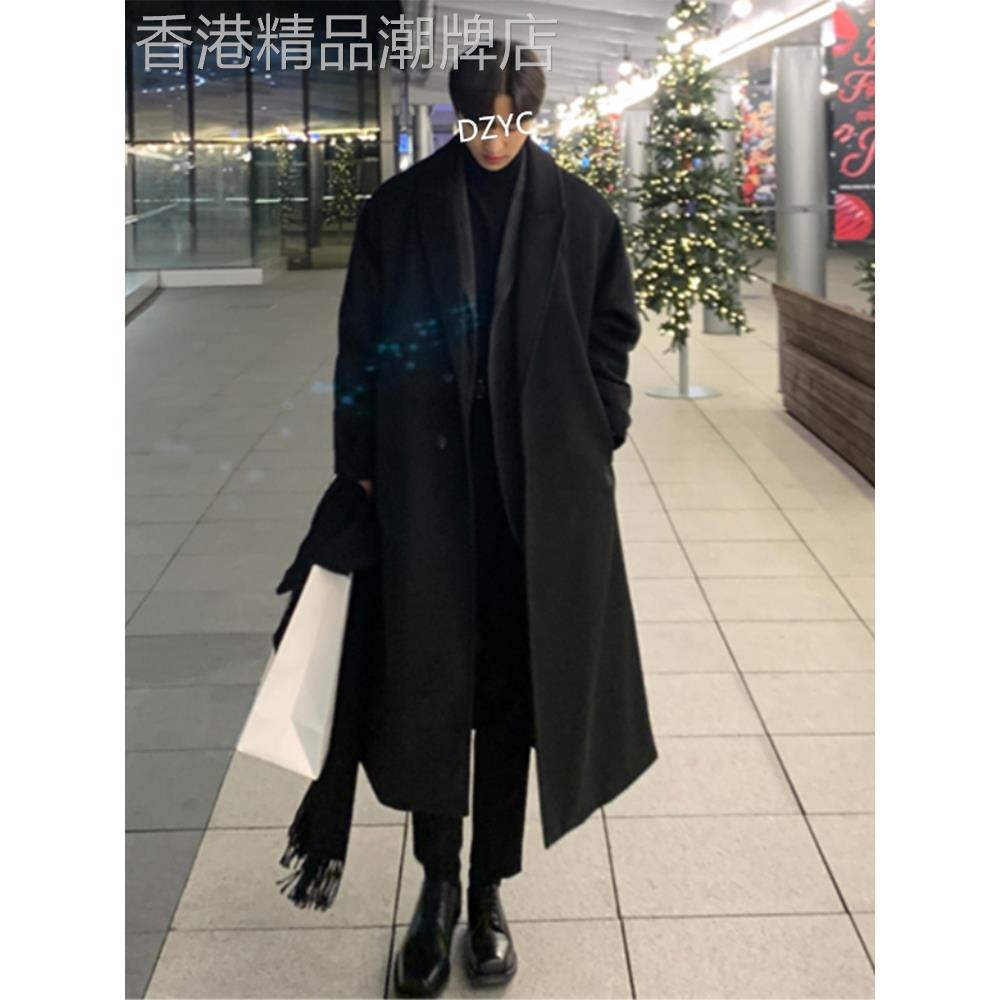 英伦风中长款风衣外套男冬季新款高级感百搭韩版潮流加厚毛呢大衣