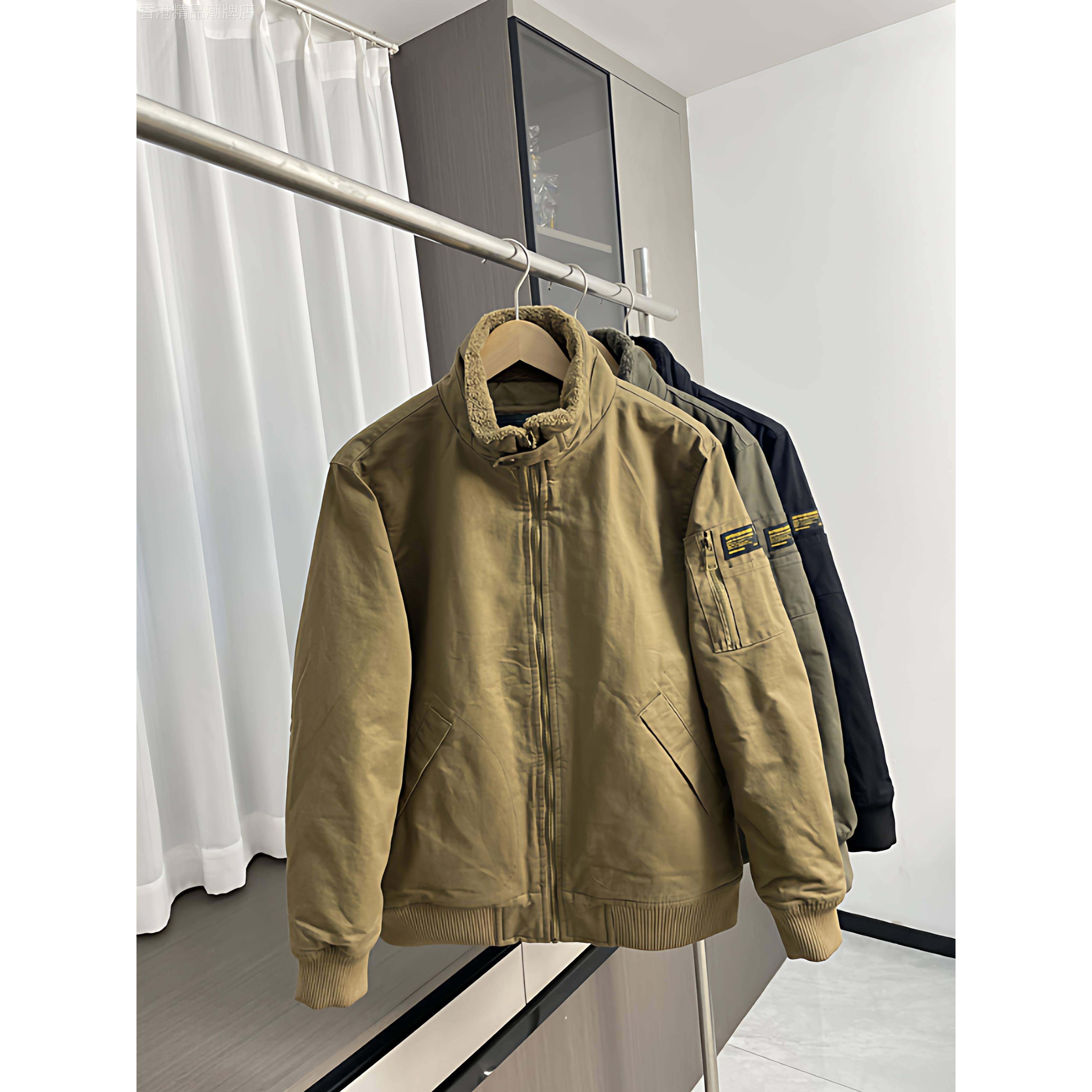 美式覆古加绒休闲夹克外套男士2025新款冬季立领加厚保暖上衣男款