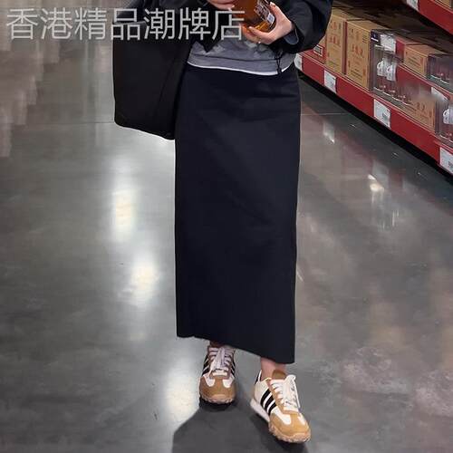 炭黑色西装半身裙女2026春夏新款小众高腰显瘦气质休闲中长版裙子