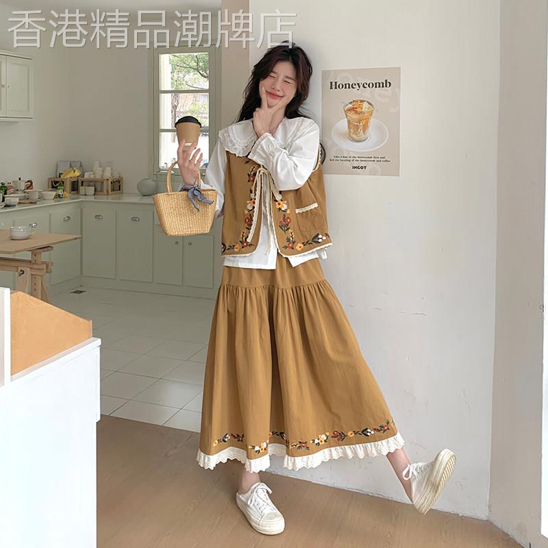 独特简约衬衫马甲半身裙套装女2026年春季韩系减龄文艺森系三件套