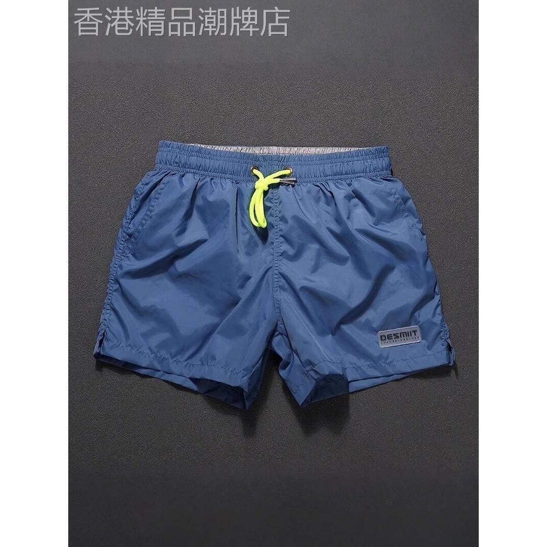 潮牌薄款速干休闲沙滩裤男亮黄色跑步健身运动短裤男士度假游泳裤