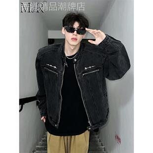 高端男士牛仔外套2025年秋冬季新款美式重磅短款夹克男款痞帅上衣