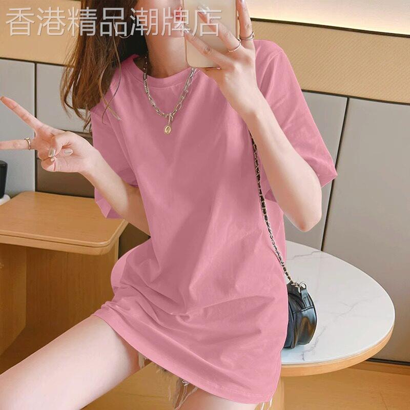 潮牌宽松中长版T恤女2026新款夏季正肩纯棉短袖下衣失踪显瘦上衣