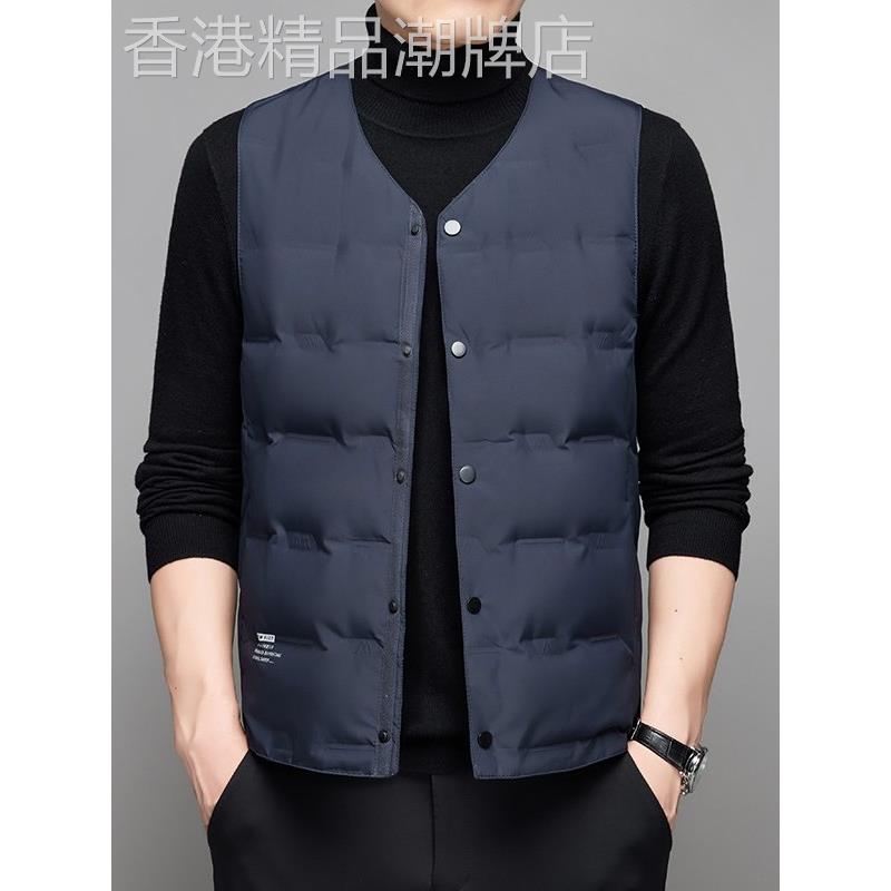 高档冬季轻薄羽绒马甲男士保暖背心宽松大码内胆休闲v领马夹外套