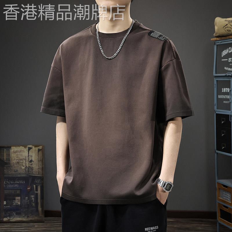 热门款2026夏季重磅痞帅大码短袖t恤男美式潮牌新款男士五分袖上