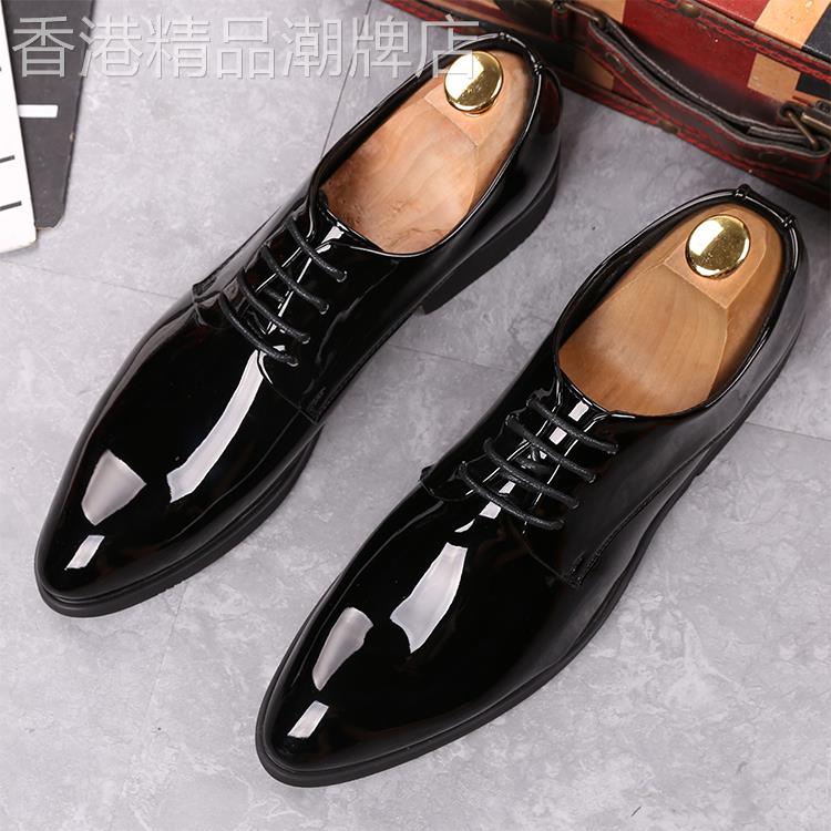 男鞋2024新款冬季透气漆皮英伦风商务正装休闲皮鞋男士新郎结婚鞋