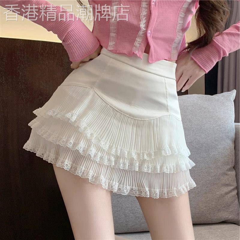 白色半身裙女夏季薄款2026新款高腰显瘦a字短裙小个子百褶蛋糕裙