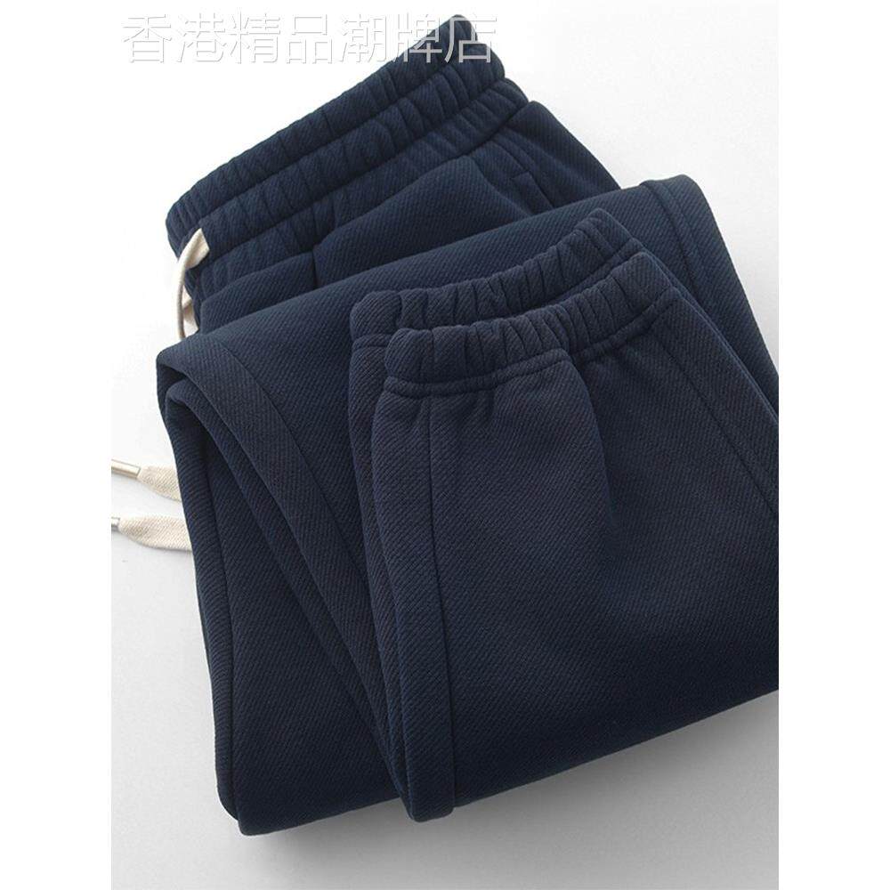 400g重磅纯色斜纹束脚裤男女秋冬保暖摇粒绒休闲裤百搭松紧腰卫裤