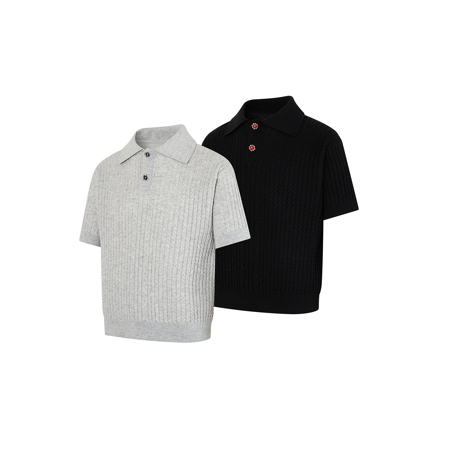 Goinsk 轻奢羊毛麻花纹polo衫男女款春夏季翻领短袖T恤老钱针织衫